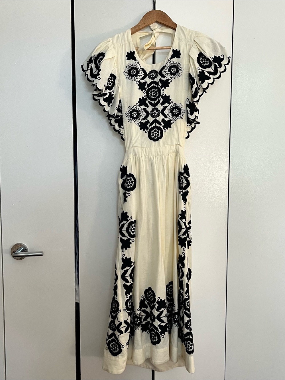 Sea New York Cream Dress with Black Embroidery